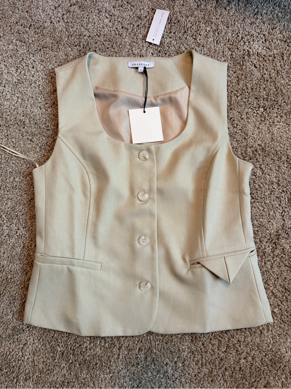 Crescent Light Cream Tailored Button Vest